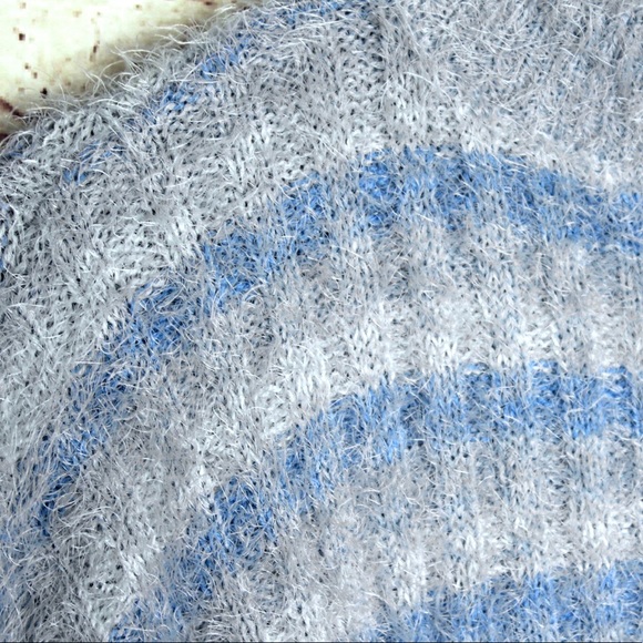 Candies | Blue Stripe Fuzzy Eyelash Sweater - Picture 2 of 6